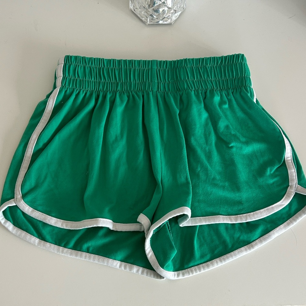 Green Athletic Dolphin Shorts with White Trim super soft comfy